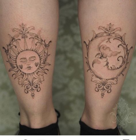 Sonne Mond Tattoo, Tattoo Moon And Sun, Olivia Tattoo, Moon And Star Tattoo, Sun Moon Tattoos, Sun Moon And Stars Tattoo, Whimsical Tattoos, Bookish Tattoos, Moon Tattoos