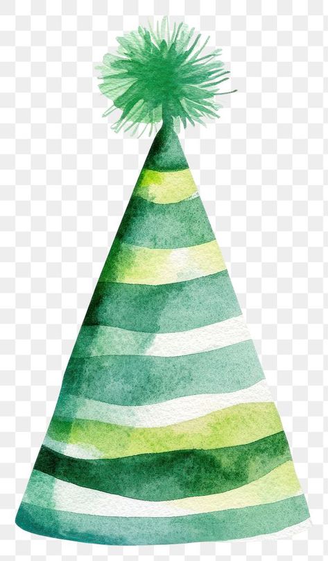 Birthday Hat Png, Green Birthday, Watercolor Stripes, Watercolor Birthday, Png Text, Birthday Hat, Party Hat, Free Png, Free Image