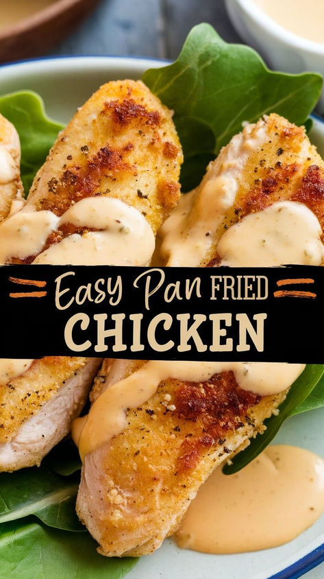 Simple & Flavorful!  With minimal ingredients and maximum flavor, this Easy Pan Fried Chicken recipe is your new go-to! Lightly seasoned and pan-seared to crispy perfection, it's perfect for family dinners or meal prep. Chicken Tenders Pan Fried, Frying Pan Chicken, Easy Pan Fried Chicken, Pan Fry Chicken, Pan Fried Chicken Tenders, Fried Chicken Breast Recipe, Pan Fried Chicken Breast, Quick Delicious Dinner, Fried Chicken Strips