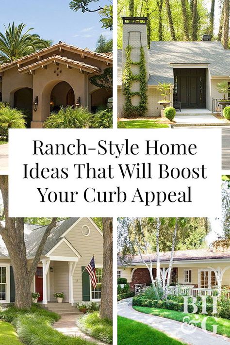 No matter if you love the old-school vibe of 1950s-era style or the updated contemporaries of the 21st century, our ranch-style curb-boosting ideas that can help your home look its best. Ranch House Landscaping Front Yards, Landscaping Ranch Style Homes, Ranch House Curb Appeal, Ranch Landscaping Ideas, Ranch House Landscaping, Exterior Ranch Homes, Brick Ranch Houses, Curb Appeal Ideas, Front Yards Curb Appeal