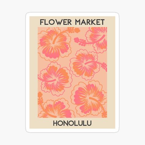 Get my art printed on awesome products. Support me at Redbubble #RBandME: https://www.redbubble.com/i/sticker/Flower-Market-Honolulu-by-juliasantos5/108324466.EJUG5?asc=u Flower Market Honolulu, Sticker Flower, Market Poster, Greenery Decor, Flower Market Poster, Tropical Hibiscus, Honolulu Hawaii, Coral Orange, Botanical Wall Art