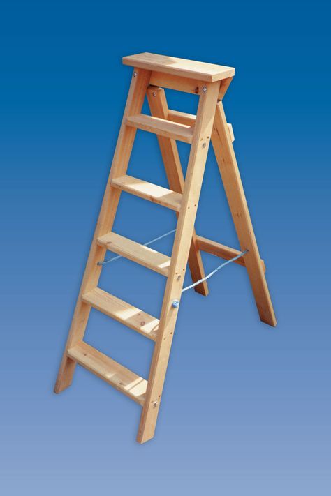 Ladder Ideas Wooden, Wooden Step Ladder, Ladder Ideas, Crown Paints, Timber Shelves, Wood Table Diy, Roof Ladder, Library Ladder, Diy Ladder