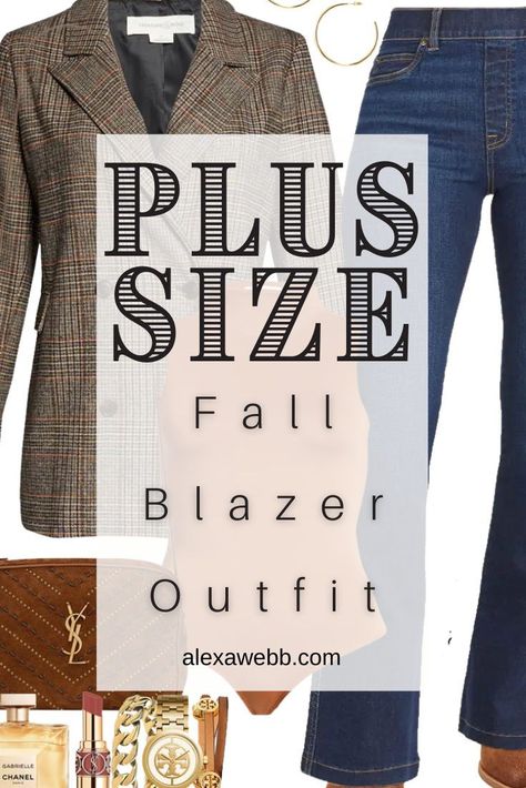 Plus Size Blazers For Women, Over Sized Blazer Outfits Plus, Plus Size Flare Jeans Outfits Fall, Bodysuit Outfit Jeans Casual, Jean And Blazer Outfit Plus Size, Bootcut Jeans Outfit Plus Size, Blazer Jeans Plus Size, Blazer Looks For Women, Plus Size Blazer Outfits