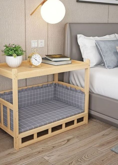 20 Dog Corner Ideas Your Fur Babies Will Adore Wooden Pet Bed, Katt Grejer, Diy Pet Bed, Puppy Beds, Dog Rooms, Wood Dog, Dog Furniture, Funky Painted Furniture, Diy Storage Furniture