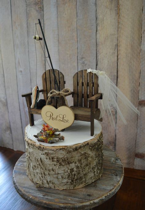 Country Fishing Wedding Ideas, Fishing Themed Grooms Cake, Sunflower And Fishing Wedding, Fishing Centerpieces Ideas Wedding, Camping Grooms Cake, Grooms Cake Ideas Fishing, Grooms Cake Fishing Theme, Fishing Wedding Theme Ideas, Fish Themed Wedding