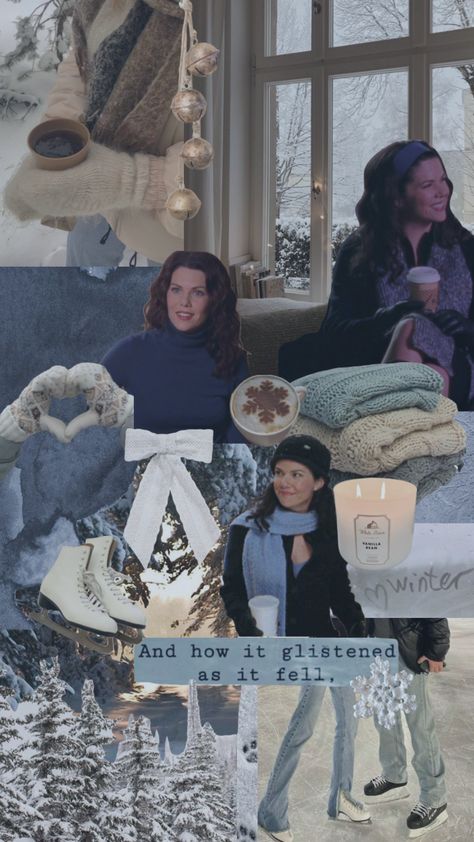 ☃️❄️⛸️ #gilmoregirls #lorelaigilmore #winter #ismellsnow #winterwonderland #winteraesthetic #collage #moodboard #aesthetic Winter Aesthetic Wallpaper Simple, Stars Hollow Aesthetic Wallpaper, Gilmore Girls Winter Wallpaper, Winter Moodboard Aesthetic, Gilmore Girls Christmas Wallpaper, Collage Wallpapers Aesthetic, Lorelei Gilmore Aesthetic, Gilmore Girls Winter, Winter Aesthetic Collage