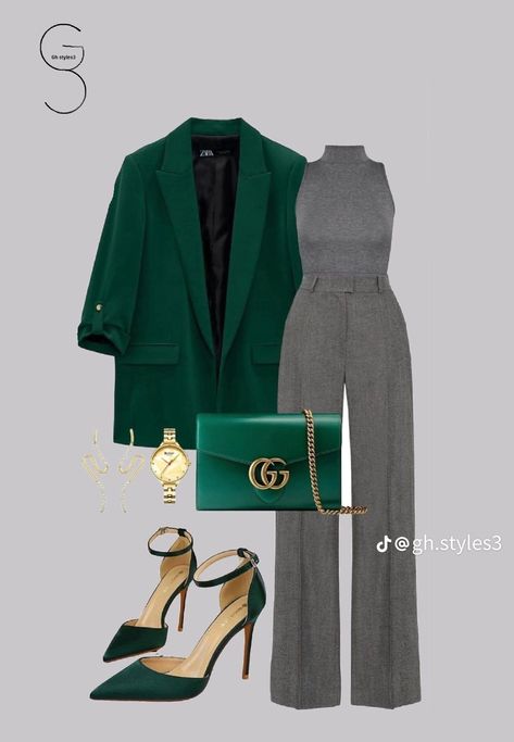 Emerald Green Pants Outfit, Green Blazer Outfit, Deep Spring, Winter Fashion Outfits Casual, Stylish Work Attire, Woman Suit Fashion, Classy Work Outfits, Stylish Work Outfits, Casual Chic Outfit