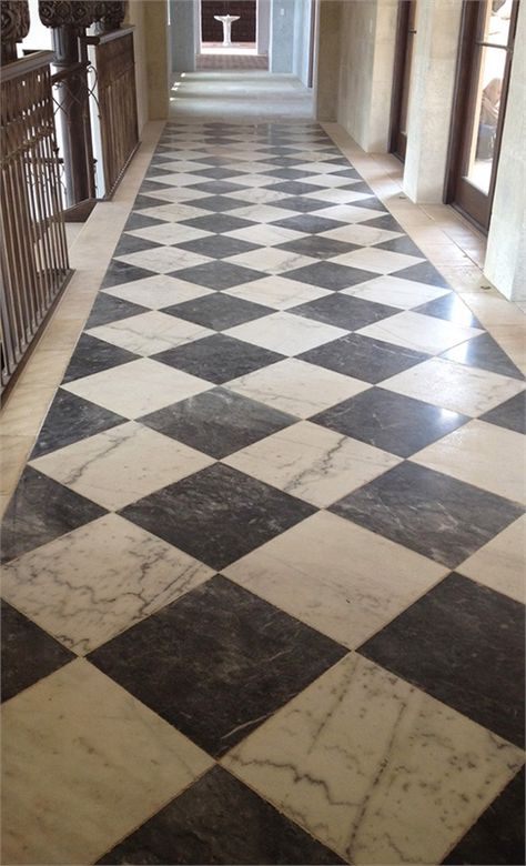 Soho Gray and White Marble - Exquisite Surfaces White Marble Tile Floor, Exquisite Surfaces, Marble Border, Tudor Kitchen, Beam Ceiling, Foyer Flooring, Hall Flooring, White Marble Floor, Checkerboard Floor