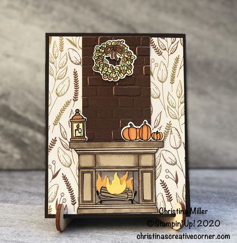 Fall Fireplace, Thanksgiving And Christmas, Stampin Up Christmas Cards, Christmas Catalogs, Creative Corner, Stampin Up Christmas, Designer Series Paper, Card Making Inspiration, Fall Cards