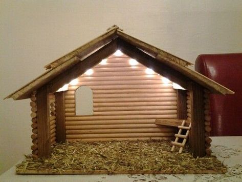 Diy Navity Scene, Nativity Crib Ideas, Nativity Stable Diy, Crib Ideas Christmas Diy, Christmas Crib Ideas At Home Simple, Christmas Crib Ideas At Home Diy, Diy Nativity Stable, Belen Ideas, Xmas Cards Diy