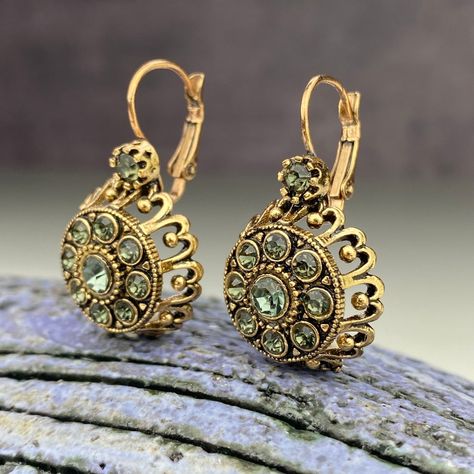 Ottoman Rose Shaped Black Diamond Simulant With Bronze Earrings Antique Design - Etsy Jewelled Headpiece, Edwardian Jewelry, Bronze Earrings, Earrings Antique, Diamond Simulant, Turquoise Stones, Back To Life, Antique Design, Antique Diamond