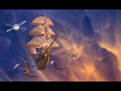 story identification - Looking for space series with sailing ship ... Planet Movie, Flying Ship, Pirate Movies, Arte Nerd, Disney Treasures, Planets Wallpaper, Space Pirate, Arte Cyberpunk, Treasure Planet