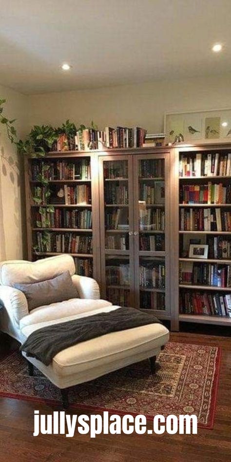 Doors to Hemnes Bookcase Reading Room Decor, Small Modern Living Room, Living Room Ideas Farmhouse, Room Furniture Design, Book Room, Small Living Room Decor, Furniture Design Living Room, Room Deco, Book Nook