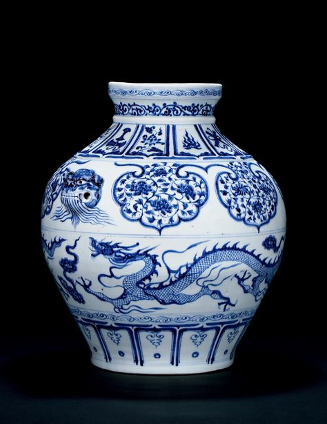 A RARE BLUE AND WHITE 'DRAGON' ANIMAL-HEAD VASE, YUAN DYNASTY, 1279-1368｜Poly Auction Hong Kong Chinese Ceramics Blue And White, Yuan Dynasty, Ceramic Vessels, Chinese Pottery, Animal Head, Antique Blue, Head Vase, Modern And Contemporary Art, White Dragon