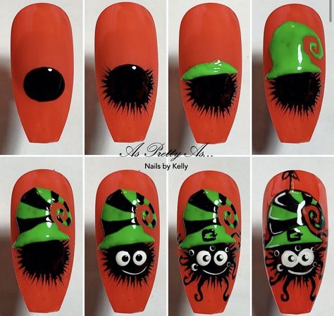 Halloween Nails Step By Step, Ongles Halloween, Nailart Halloween, Halloween Nail Art Tutorial, Nail Art Step By Step, Holloween Nails, Art Step By Step, Halloween Acrylic, Chic Nail Art