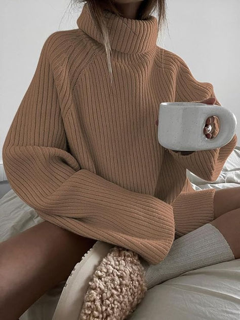 Women's Oversized Turtleneck Chunky Knit Sweater Oversized Turtleneck Sweater Dress, Chunky Sweater Dress, Turtleneck Sweater Outfit, Winter Sweaters Oversized, Sweaters Dress, Knit Sweater Outfit, Oversized Pullover Sweaters, Chunky Oversized Sweater, Chunky Turtleneck Sweater