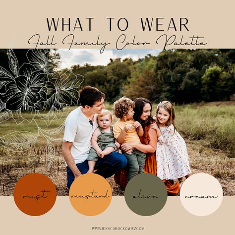 Outside Fall Pictures Family, Fall Photoshoot Outfits Family Rust, Rust Orange Fall Family Pictures, Fall Family Photos Color Scheme Orange, Fall Outside Family Pictures, Color Palette For Sunflower Family Pictures, Fall Photography Family Outfits, Coordinating Fall Family Photos, Fall Family Photos Earth Tones