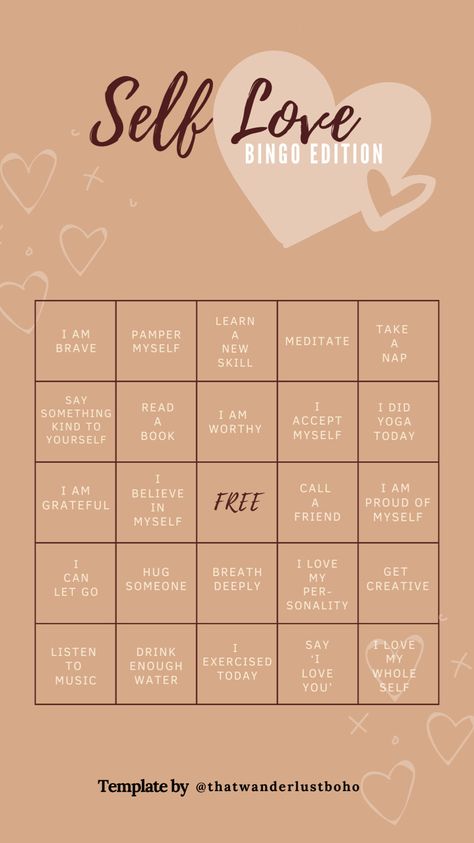 Instagram story template Bingo edition Self Love Bingo, Bingo Template Instagram, Friendsgiving Brunch, Slam Book, Typography Magazine, Bingo Funny, Youth Work, Bingo Template, Mental Health Activities