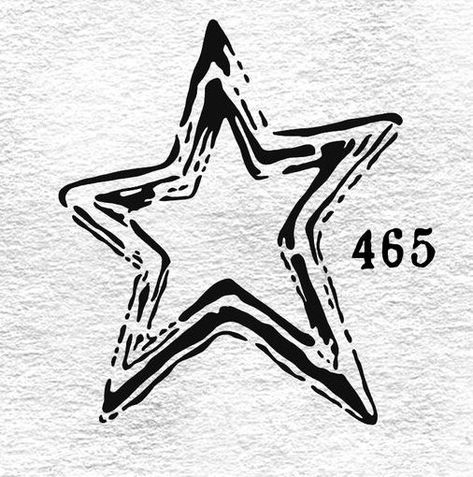 Art Deco Stars, Chrome Star Tattoo, New Years Tattoo, Intuition Tattoos, Abstract Star Tattoo, Redbull Tattoo, Star Tattoo Aesthetic, Star Drawings, Star Drawing