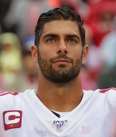 Jimmy Garoppolo Wallpaper, Jimmy Garapollo, Jimmy Garropolo, Nfl Football 49ers, Jimmy Garoppolo, 49ers Football, Sf 49ers, Football Uniform, Great Beards