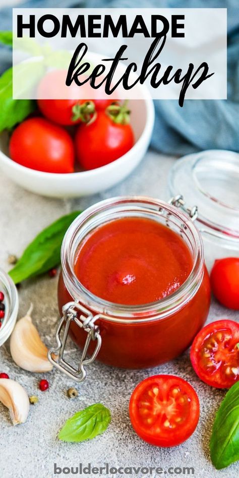 Homemade Ketchup made with fresh tomatoes, vegetables and spices. Easy recipe with mouthwatering flavor. You'll never buy ketchup again! #easyrecipe #ketchup Catsup Recipe Homemade Ketchup, Making Ketchup From Fresh Tomatoes, How To Make Ketchup With Fresh Tomatoes, Tomato Ketchup Recipe Homemade, Ketchup Recipe Fresh Tomatoes, Homemade Ketchup With Fresh Tomatoes, Ketchup From Fresh Tomatoes, Ketchup Homemade, Ketchup Recipes