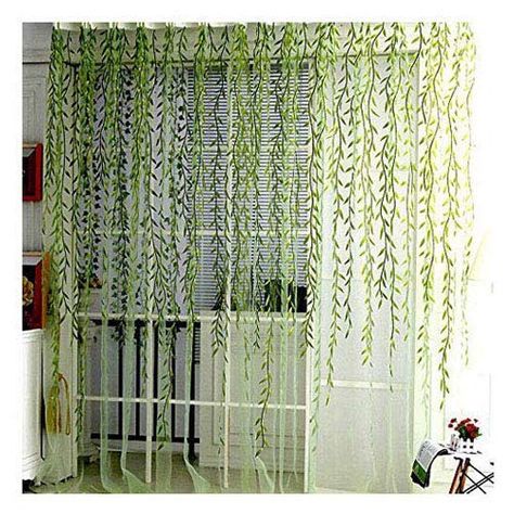 Voile Window Room Curtain Willow Leaves Print Sheer Voile Panel Drapes Green Window Treatments, 1 Panel, 78''L x 39" ... Green Window Treatments, Purple Sheer Curtains, Green Sheer Curtains, Panel Drapes, Balcony Curtains, Window Rods, Voile Panels, Leaf Curtains, Green Windows