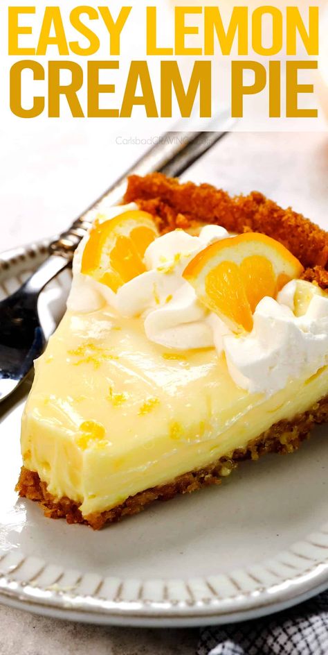 Homemade Lemon Pie Best Lemon Pie Recipe, Creamy Lemon Pie, Lemon Sour Cream Pie, Lemon Cream Pie, Vanilla Wafer Crust, Lemon Pie Recipe, Lemon Cream Pies, Lemon Pie Filling, Frozen Lemon