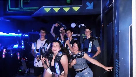 Laser Tag With Friends Aesthetic, Lazer Tag Outfits, Laser Tag Aesthetic Friends, Laser Tag Outfit, Laser Tag Aesthetic, Hangout Ideas, Laser Tag Birthday, Aesthetic Friends, Swim Meet