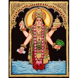 Lord Dhanwantari Tanjore Paintings | God of Healing God Of Healing, Tanjore Paintings, Indian Handicrafts, Tanjore Painting, Home Decor Online, Online Painting, Healing, Paintings, Home Decor