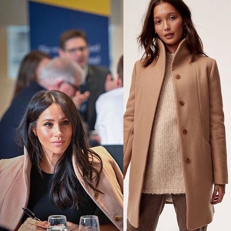 Updated: Kensington Royal released an additional picture of Duchess Meghan at King’s College London clad in Aritzia Wilfred Cocoon coat in the color Petale (shown in chasm). This is not the first time Meghan has worn the brand founded in Vancouver. Markle’s favorites appear to be Wilfred and Babaton (the higher-end brands of the Artizia group). Wilfred aims at a "refined yet undone look" paired with elements of romance. Babaton, on the flip side, is all about minimalism–ideal for workwear, ... Aritzia Cocoon Coat Outfit, Aritzia Wool Coat Outfit, Aritzia Outfit Winter, Aritzia Cocoon Coat, Cocoon Coat Aritzia, Aritzia Wool Coat, Cocoon Coat Outfit, Wool Coat Outfits, Cacoon Coat