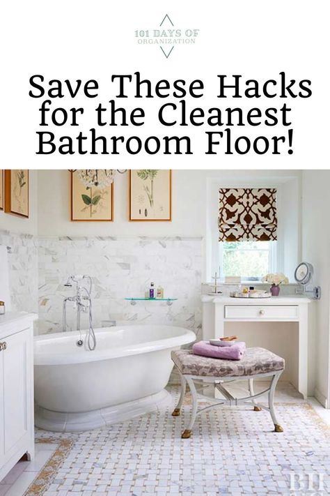 You might think that you can get your bathroom floor clean any old way you like, and that’s true. But how would you like to get your bathroom floor even cleaner, and in less time than before? Today I’ve got some valuable cleaning hacks to help you clean your bathroom floor. These bathroom cleaning hacks will help you clean correctly–as in better and faster, with simple ingredients. Bathroom Floor Cleaning Hacks, Homemade Bathroom Cleaner, Clean Bathroom Floor, Cleaning Bathroom Tiles, Clean Your Bathroom, Natural Cleaning Products Diy, Homemade Cleaning Supplies, Cleaning Inspiration, Diy Cleaning Products Recipes