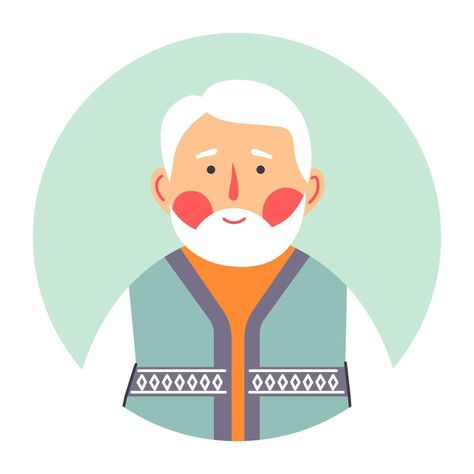 Calm Person, Grand Father, Man Vector, Blush On Cheeks, Blush On, Male Character, Cartoon Faces, Flat Style, Grey Hair