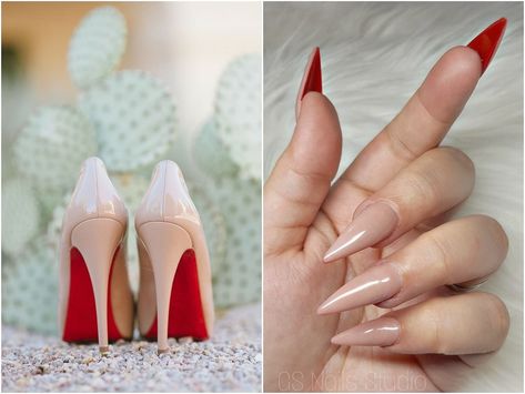 Red Bottom Acrylic Nails, Christian Louboutin Nails, Louboutin Nails, Red Bottom Nails, Natural Nail Art, Pointy Nails, Black Acrylic Nails, Red Acrylic Nails, Ombre Acrylic Nails