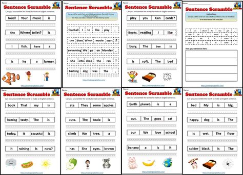 Free Sentence Scramble Worksheets! 📝✨

Unlock the fun of language learning with our first set of FREE Sentence Scramble Worksheets! Perfect for students seeking to improve their sentence structure and syntax skills. Dive into a series of challenging yet entertaining worksheet activities designed to boost comprehension and writing clarity.


Let's build better sentences together! 🌟📚

#SentenceScramble #FreeWorksheets #GrammarPractice #EducationalResources Sentence Scramble Worksheets, Combining Sentences, Scrambled Sentences, Sentence Builder, Sentence Construction, Sentence Scramble, Word Order, Sentence Building, Grammar Practice