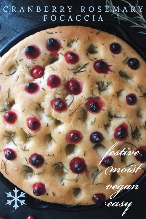 Cranberry Rosemary Focaccia Bread | Peaceful Dumpling Hobbit Tavern, Cranberry Focaccia, Tavern Food, Rosemary Focaccia Bread, Chickpea Salad Vegan, Basic Bread Recipe, Foccacia Bread, Rosemary Focaccia, Rosemary Bread