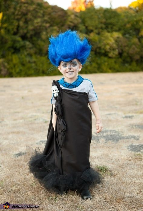 Hades Child Costume Hercules Family Costume, Black Toga, Book Week Costume Ideas, Hades Children, Hades Costume, Hades Hercules, Potter Family, Maleficent Costume, Costume Works