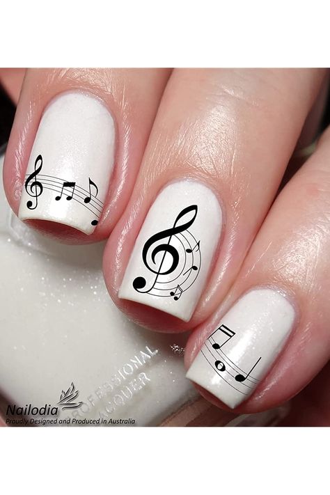 Music Note Nail Art Decal Sticker - Musician Theme Nail Designs Music, Music Note Nails, Music Nail Art, Gothic Nail Art, Music Nails, Gothic Nails, Galaxy Nails, Rose Nails, Short Nail Designs