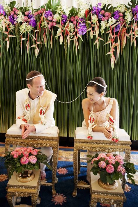 Colours!!!!  Read More: http://stylemepretty.com/2012/07/12/traditional-thai-wedding-from-alison-mayfield-photography/ Laos Wedding, Buddhist Wedding, Asian Wedding Decor, Eastern Wedding, Asian Inspired Wedding, Cambodian Wedding, Global Wedding, Rustic Backdrop, Thailand Wedding