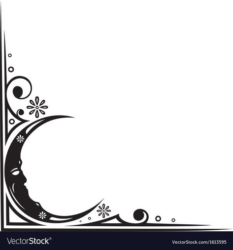 Moon Border Design, Kettle Tattoo, Bujo Themes, Mardi Gras Party Decorations, Filigree Border, Halloween Borders, Angel Vector, Drawing Time, Border Vector