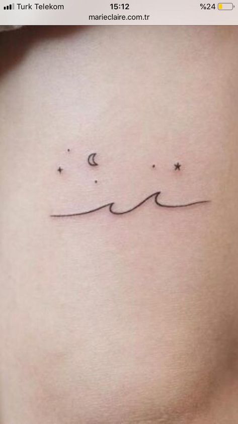 Pink Tattoo Ink, Simple Wave Tattoo, David Tattoo, Minimal Tattoo Designs, Cousin Tattoos, Minimal Tattoo Ideas, Swimming Tattoo, Sky Tattoos, Sunset Tattoos