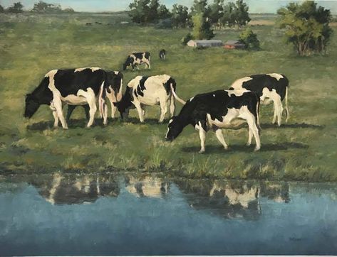 Farm Paintings, Architecture Collage, Country Paintings, Farm Art, Original Art Painting, Cow Art, Country Art, Plein Air Paintings, Nature Paintings