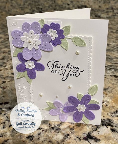 Stampin' Up! IN BLOOM Thinking of You Card Stampin Up Pierced Blooms Dies Cards, Stampin Up Pierced Blooms Cards, Pierced Blooms Stampin Up Cards, In Bloom Stampin Up Cards, Stampin Up Pierced Blooms, Stampin Up In Bloom, Be Bold Blooms, Stitched Flowers, Stampin Up 2022