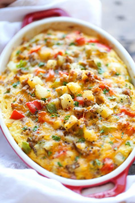 Cheesy Breakfast Casserole - Damn Delicious Low Calorie Casserole, Cheesy Breakfast Casserole, Breakfast Potato Casserole, Healthy Breakfast Casserole, Make Ahead Breakfast Casserole, Hashbrown Casserole, Hashbrown Breakfast Casserole, Fresh Potato, Brunch Casserole