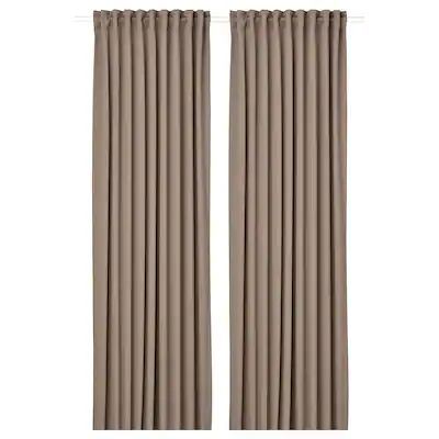 MAJGULL Room darkening curtains, 1 pair, gray/brown, 57x98" - IKEA Wrap Around Curtain Rod, Curtains Without Sewing, Block Out Curtains, Ikea Pictures, Grey Sheets, Thick Curtains, Ikea Curtains, Light Grey Walls, Custom Made Curtains