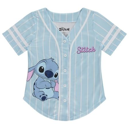 Your little girl will feel like a part of the Disney gang with this fun and stylish baseball jersey t-shirt. Featuring some of her favorite characters, including Lilo & Stitch, Mickey Mouse, Minnie Mouse, Donald Duck, Pluto, Daffy Duck, and Daisy, this t-shirt is sure to become a fast favorite. Made from high-quality materials, this t-shirt is designed to provide maximum comfort and durability. The classic baseball jersey styling of the sleeves and the comfortable fit allow for easy movement, while the colorful graphics featuring all of the beloved Disney characters make this shirt a standout piece. Whether she's headed to school, a playdate, or a family outing, your little girl will love showing off her Disney fandom with this baseball jersey t-shirt. Available in sizes 4-16, this shirt i Jersey Styling, Disney Jersey, Girls Baseball, Colorful Graphics, Baseball Girls, Mickey Mouse Minnie Mouse, Clothes Korean Style, Cute Stitch, Stitch Shirt