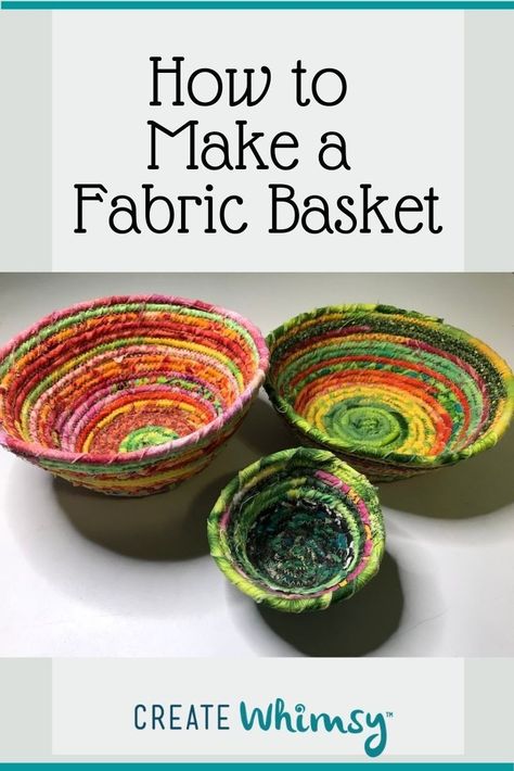 It's easy to make fabric coil bowls as gifts or for your own home. They are as washable as the fabric you choose and so fun to make! Make 'em planned or scrappy. Rope Basket Tutorial, Coiled Fabric Bowl, Clothesline Basket, Christmas Ornaments For Kids, Fabric Rope, Fabric Basket Tutorial, Rope Bowls, Making Baskets, Diy Rope Basket