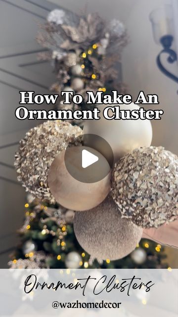 MICHELLE | Neutral Modern Home on Instagram: "Here’s how to make an Ornament Cluster! Steps below ⬇️  Comment LINK for products and steps!! Save and share for later!   Ornament clusters are the way to FILL SPACE and give a beautiful visual appeal!! Change it up with ornaments of different sizes, colors, and textures! I tried this a few times and the ornaments were loose and moving around but I have some tips to eliminate that below ⬇️   ✨Start with an 18 inch piece of floral wire.  ✨Place first ornament in the middle and twist wire to secure from moving.  ✨Place one ornament on each piece of wire and then twist two pieces of wire together to secure.  ✨ Repeat with another set of ornaments twice.  ✨ Use ornaments of different sizes, colors, and textures!   #treedecorations #ornamentclusters Making Ornament Clusters, How To Cluster Ornaments On Tree, Christmas Ball Clusters On Tree, Christmas Tree Ornament Clusters, How To Cluster Christmas Balls, Large Ornaments On Tree, Ornament Clusters Diy, Ornament Garland On Tree, Cluster Ornaments On Tree