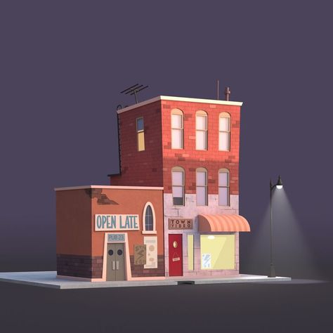 low poly building Low Poly Building 3d, Blender Building, Stylized Building, Low Poly Blender, Low Poly Building, Logo Rabbit, Blender Art, Cartoon Building, City Builder