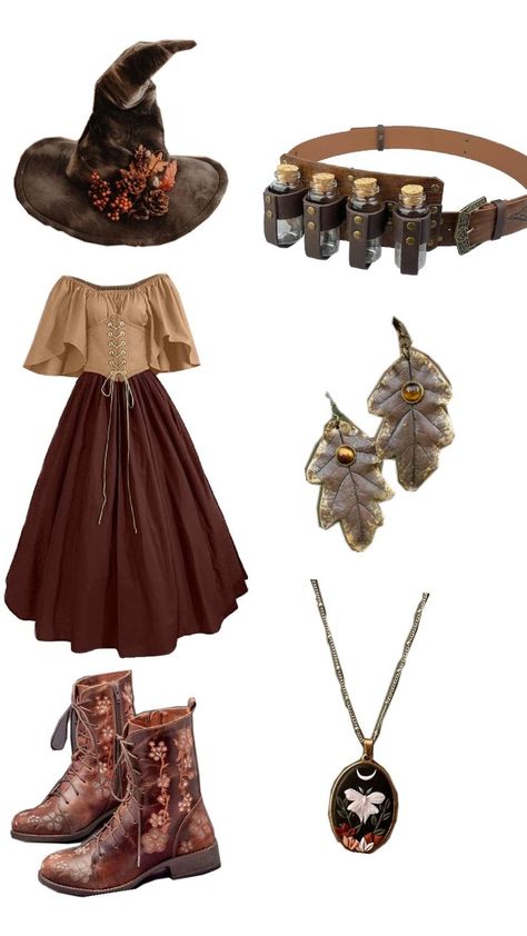 Nature Witch Outfit, Nature Witch Aesthetic, Earthy Witch, Woodland Witch, Cottagecore Witch, Nature Witch, Cottage Witch, Ball Ideas, Yule Ball