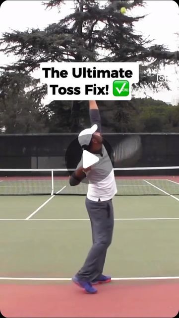 Online Tennis Instruction | OTI | Tennis coaching on Instagram: "The Ultimate Toss Fix: Master Your Serve with This Drill!

Is your serve inconsistent because of a bad toss?

This is a very common problem at the club level and we see that many players struggle to keep the arm straight and up after the release of the ball.

This drill really forces you to keep the arm straight and up after the release and additionally it forces you to develop that slight right to left path for your toss! 

#tennis #serve #tennisdrill #tennistips #reels" Tennis Coaching, Tennis Serve, Tennis Drills, Tennis Tips, Tennis Coach, Tennis Balls, The Club, Drills, A Bad